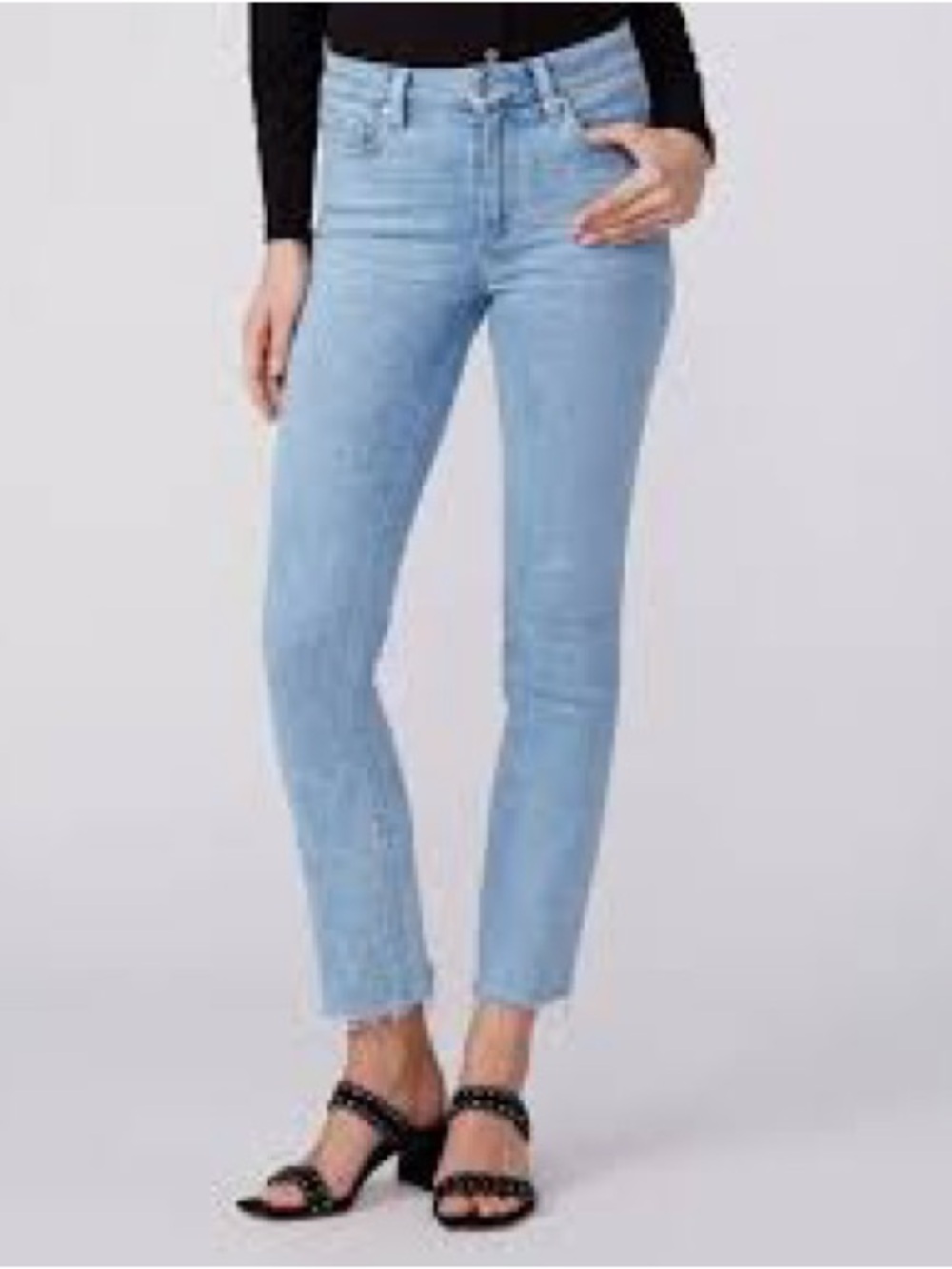 PAIGE Skyline Ankle Peg Light Blue Straight Jeans